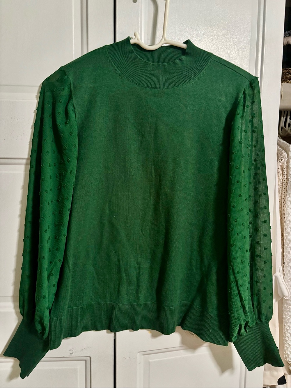 Vince Camuto Green Puff Sleeve Sweater